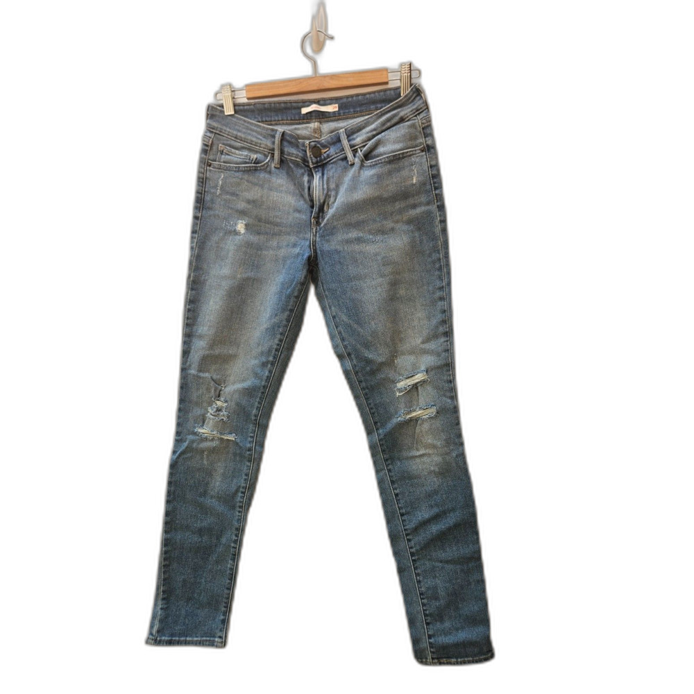 Levis 711 Skinny Distressed Blue Jeans Womens 29
